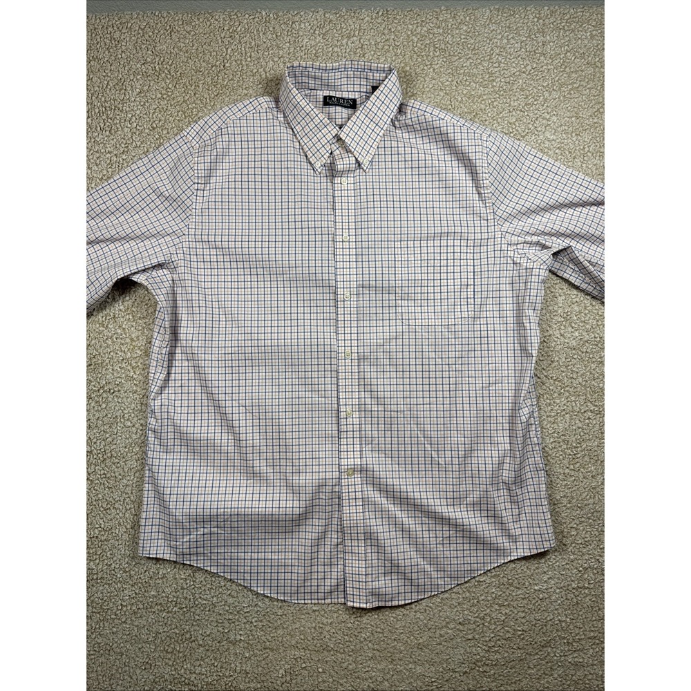 Lauren Ralph Lauren Button Down Shirt Men's XL 17.5 34/35 Blue Check Classic Fit